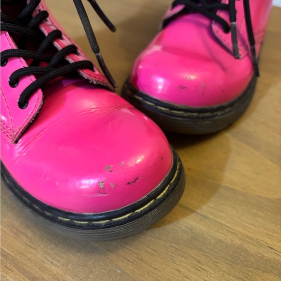 Hot Pink Patent Leather Dr Martens toddler combat boots size 10 - Picture 5 of 9